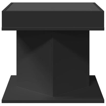Tavolino Salotto con LED Nero 50x50x45 cm Legno Multistrato | homemem39