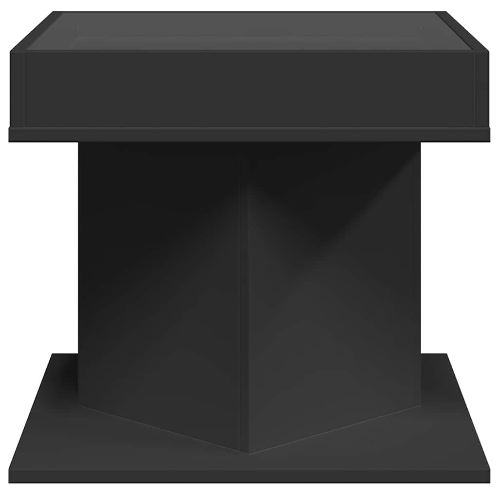 Tavolino Salotto con LED Nero 50x50x45 cm Legno Multistrato | homemem39