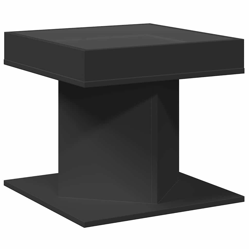 Tavolino Salotto con LED Nero 50x50x45 cm Legno Multistrato | homemem39