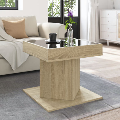Tavolino Salotto con LED Rovere Sonoma 50x50x45 cm Multistrato