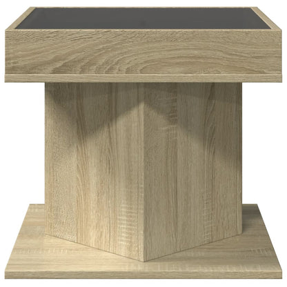 Tavolino Salotto con LED Rovere Sonoma 50x50x45 cm Multistrato