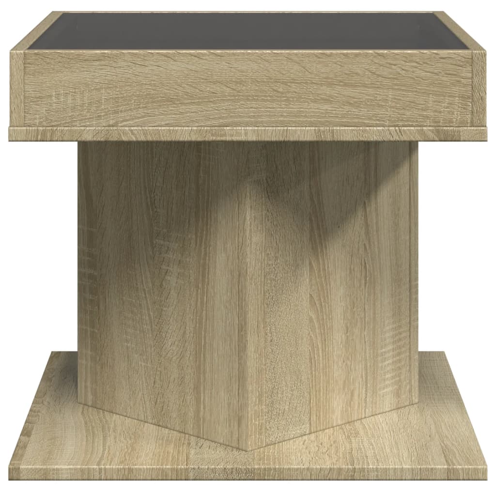 Tavolino Salotto con LED Rovere Sonoma 50x50x45 cm Multistrato