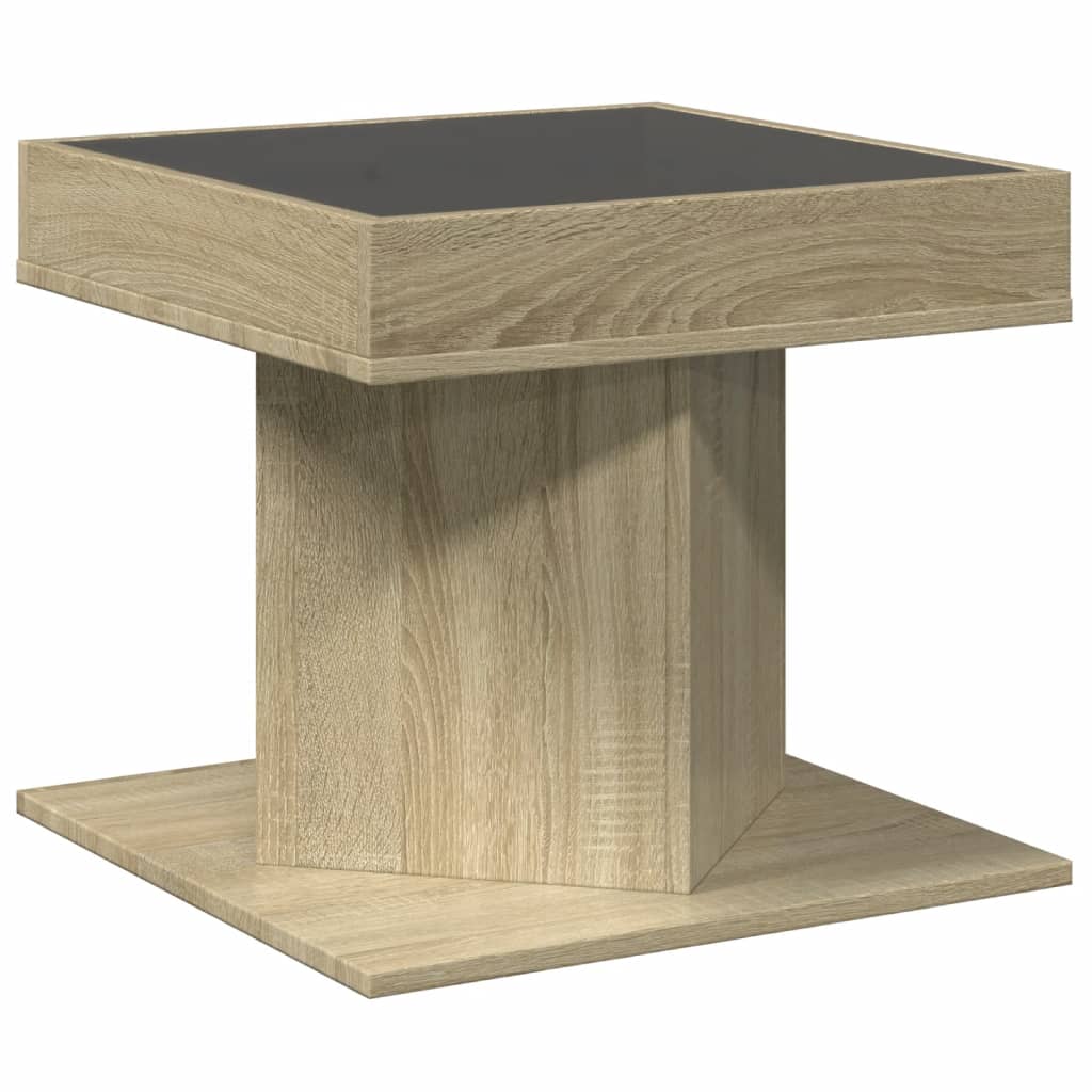 Tavolino Salotto con LED Rovere Sonoma 50x50x45 cm Multistrato