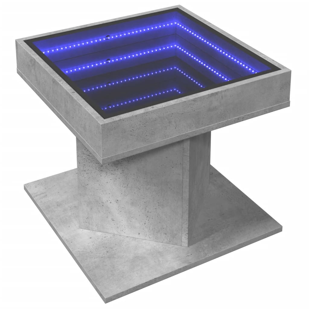 Tavolino Salotto con LED Grigio Cemento 50x50x45 cm Multistrato | homemem39