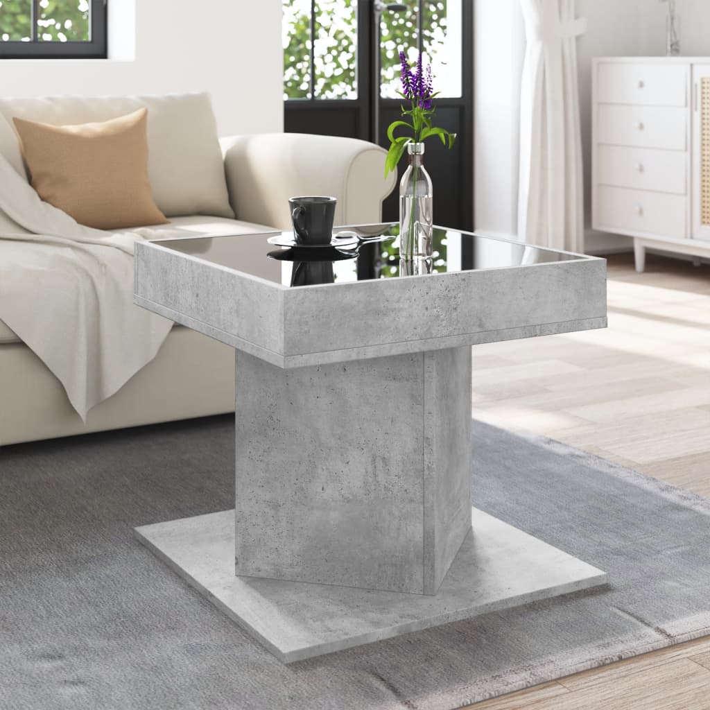 Tavolino Salotto con LED Grigio Cemento 50x50x45 cm Multistrato