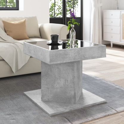Tavolino Salotto con LED Grigio Cemento 50x50x45 cm Multistrato