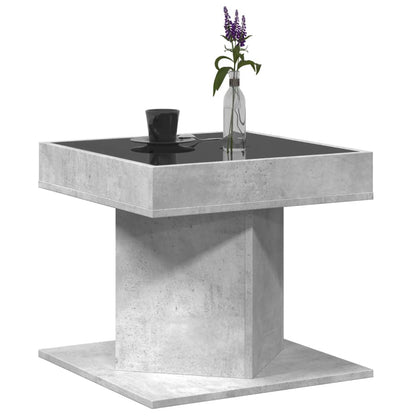 Tavolino Salotto con LED Grigio Cemento 50x50x45 cm Multistrato | homemem39