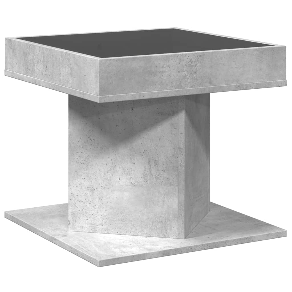 Tavolino Salotto con LED Grigio Cemento 50x50x45 cm Multistrato