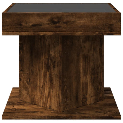 Tavolino Salotto con LED Rovere Fumo 50x50x45 cm Multistrato