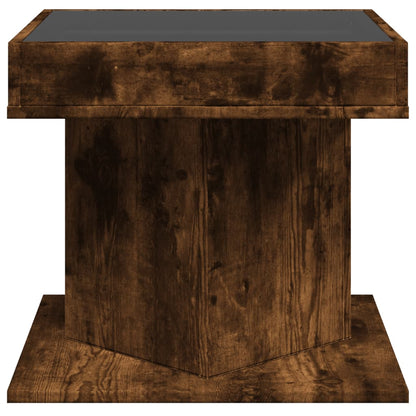 Tavolino Salotto con LED Rovere Fumo 50x50x45 cm Multistrato