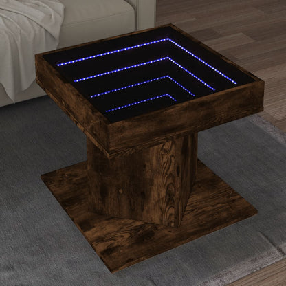 Tavolino Salotto con LED Rovere Fumo 50x50x45 cm Multistrato | homemem39
