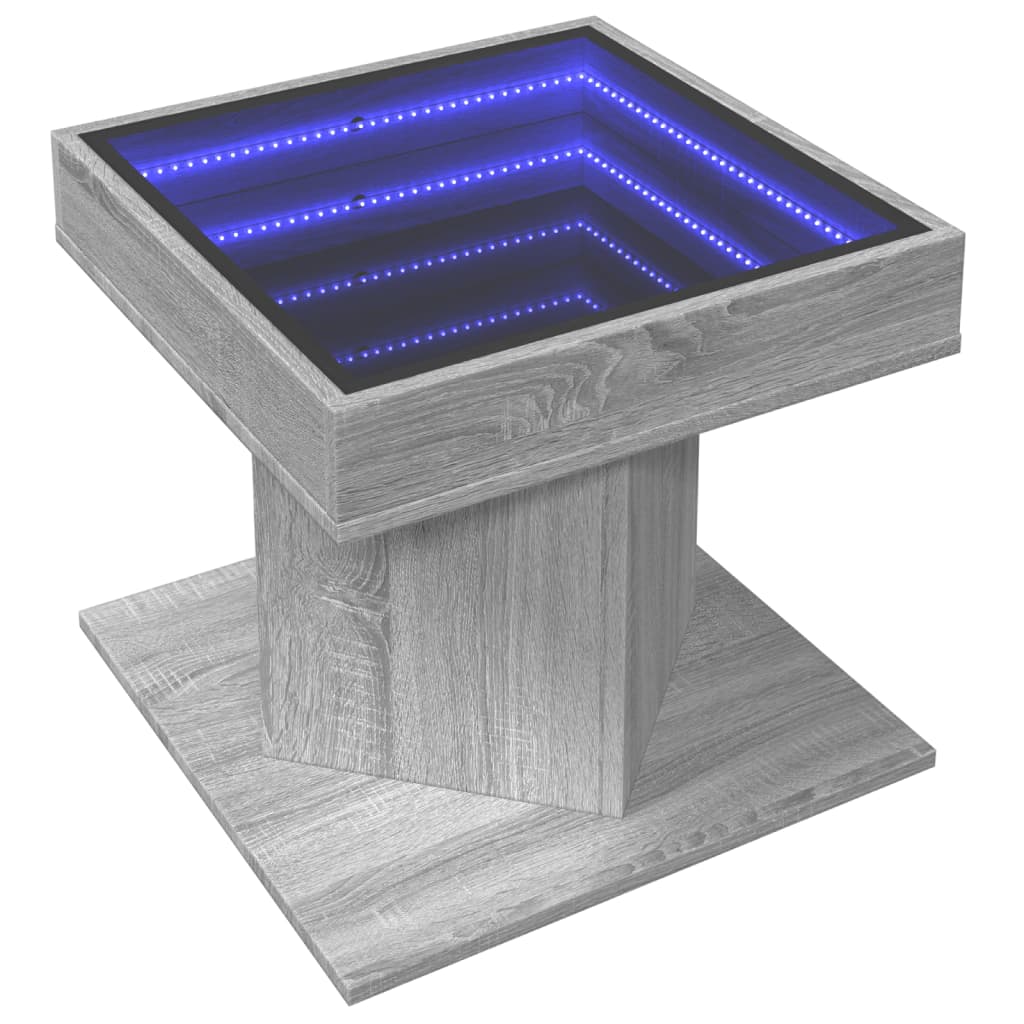 Tavolino Salotto con LED Grigio Sonoma 50x50x45 cm Multistrato | homemem39