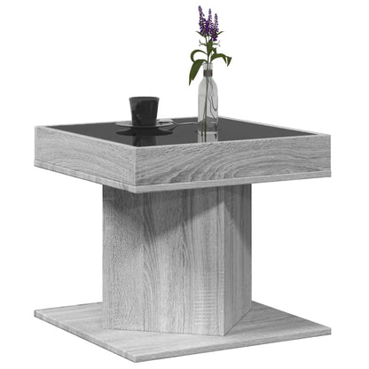 Tavolino Salotto con LED Grigio Sonoma 50x50x45 cm Multistrato