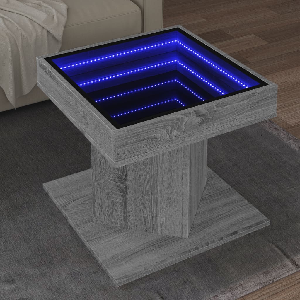 Tavolino Salotto con LED Grigio Sonoma 50x50x45 cm Multistrato | homemem39