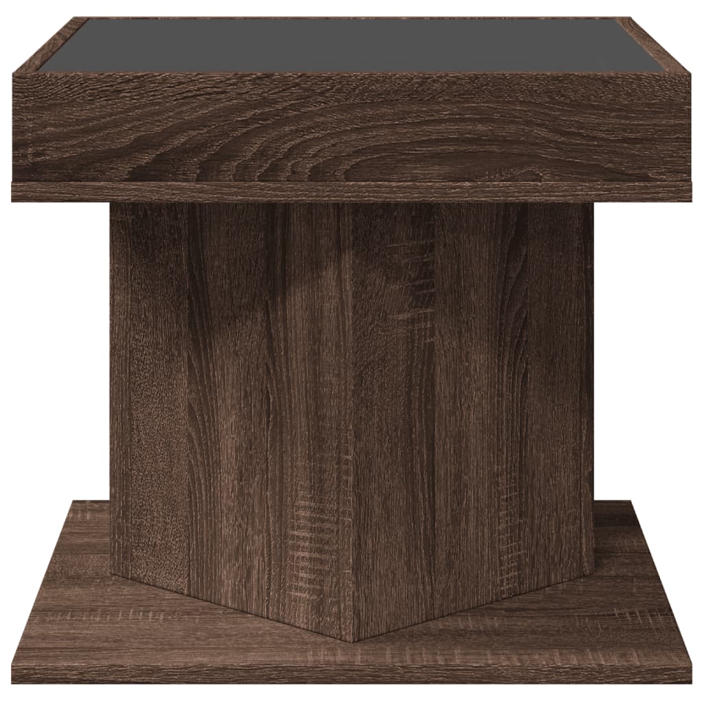 Tavolino Salotto con LED Rovere Marrone 50x50x45 cm Multistrato
