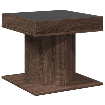 Tavolino Salotto con LED Rovere Marrone 50x50x45 cm Multistrato