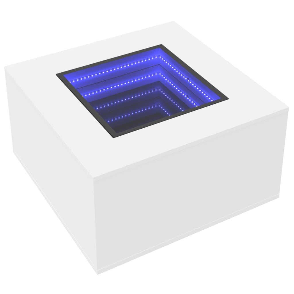 Tavolino Salotto con LED Bianco 60x60x40 cm Legno Multistrato | homemem39