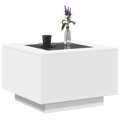 Tavolino Salotto con LED Bianco 60x60x40 cm Legno Multistrato