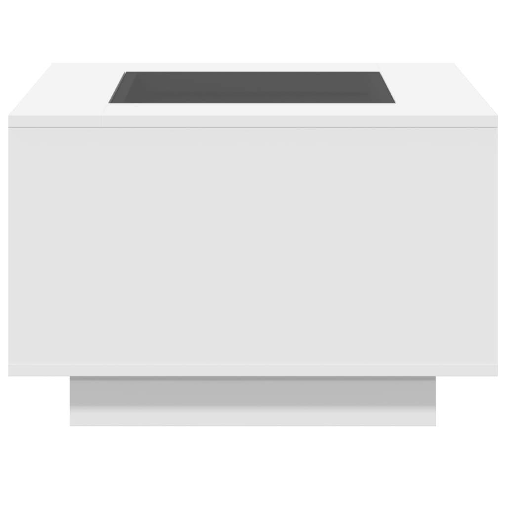 Tavolino Salotto con LED Bianco 60x60x40 cm Legno Multistrato | homemem39