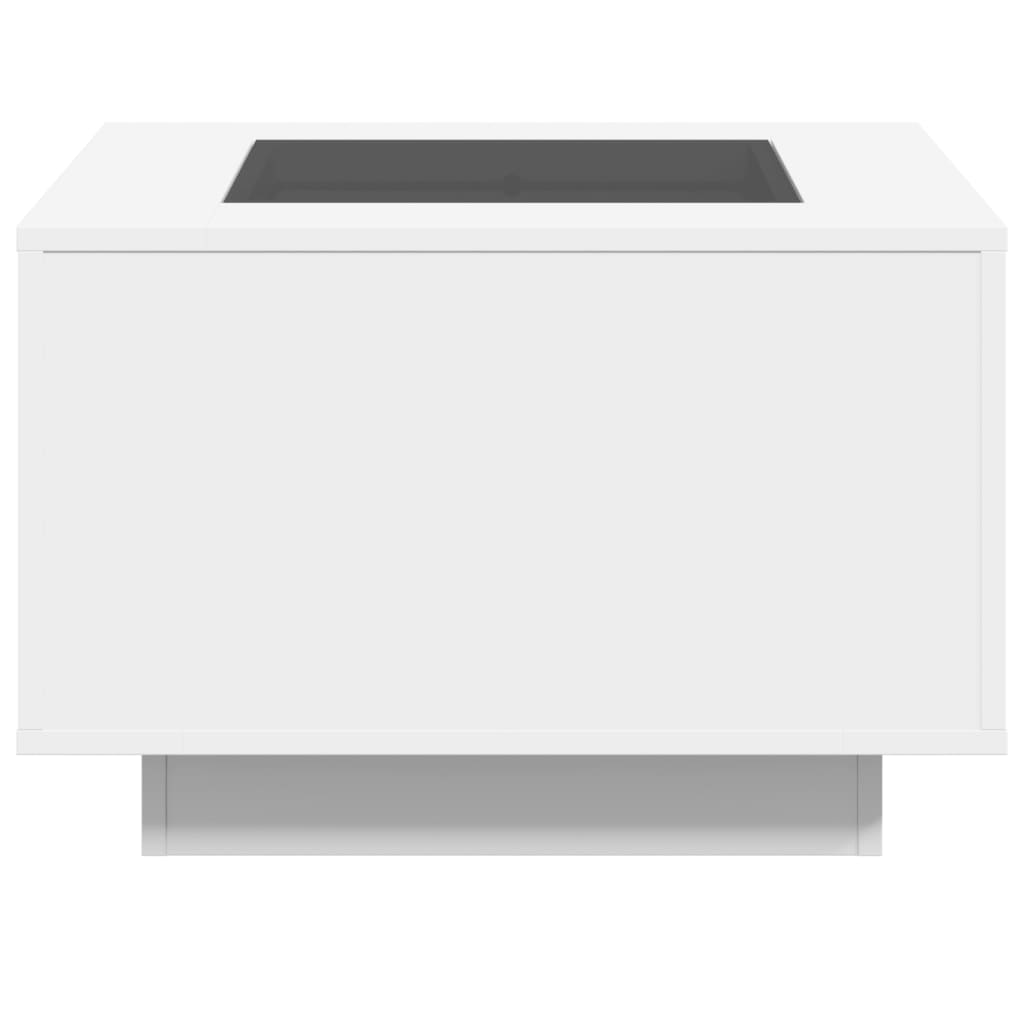 Tavolino Salotto con LED Bianco 60x60x40 cm Legno Multistrato