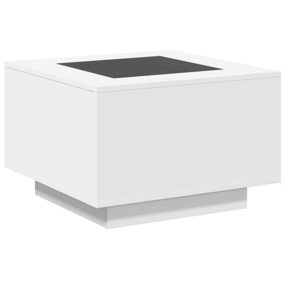 Tavolino Salotto con LED Bianco 60x60x40 cm Legno Multistrato