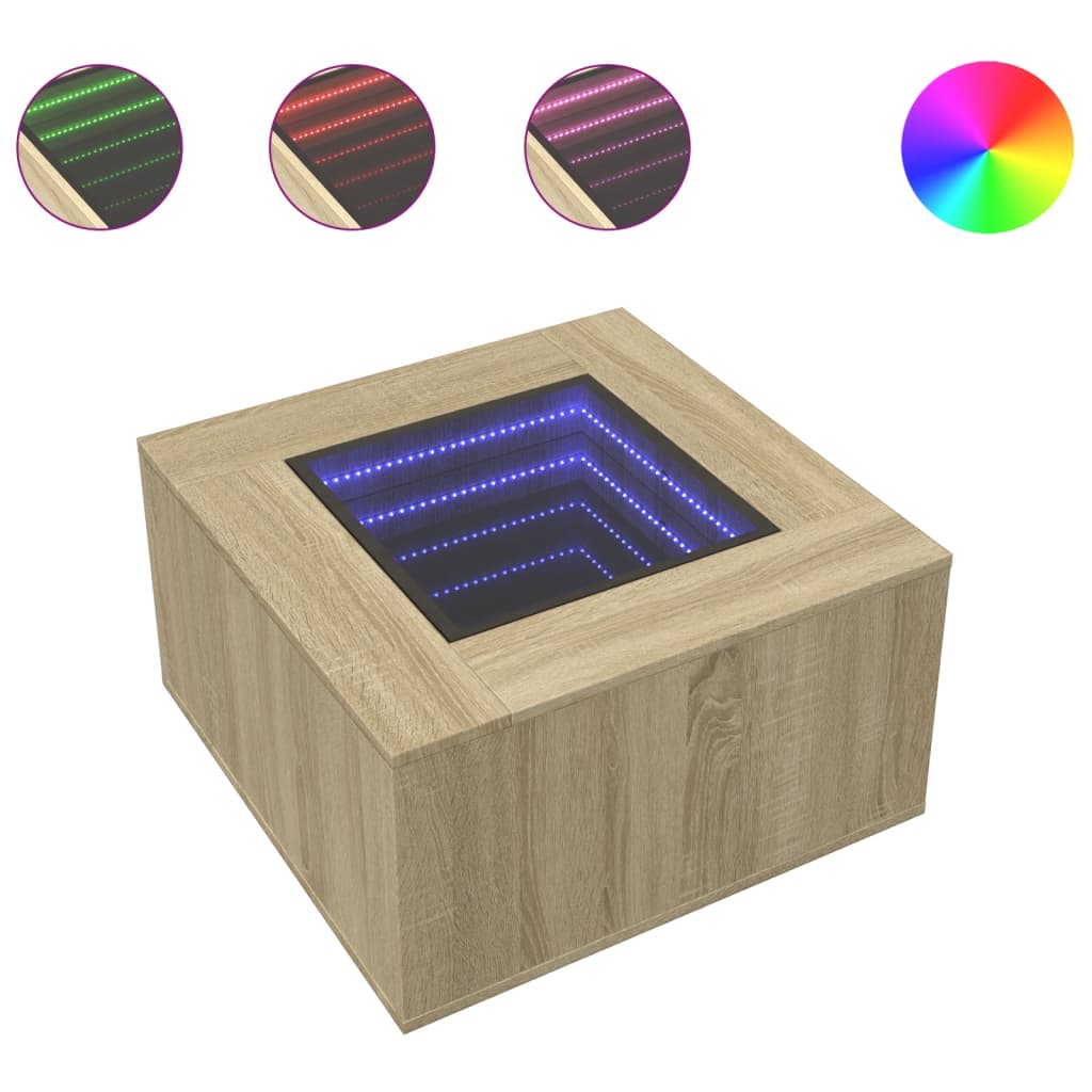 Tavolino Salotto con LED Rovere Sonoma 60x60x40 cm Multistrato | homemem39
