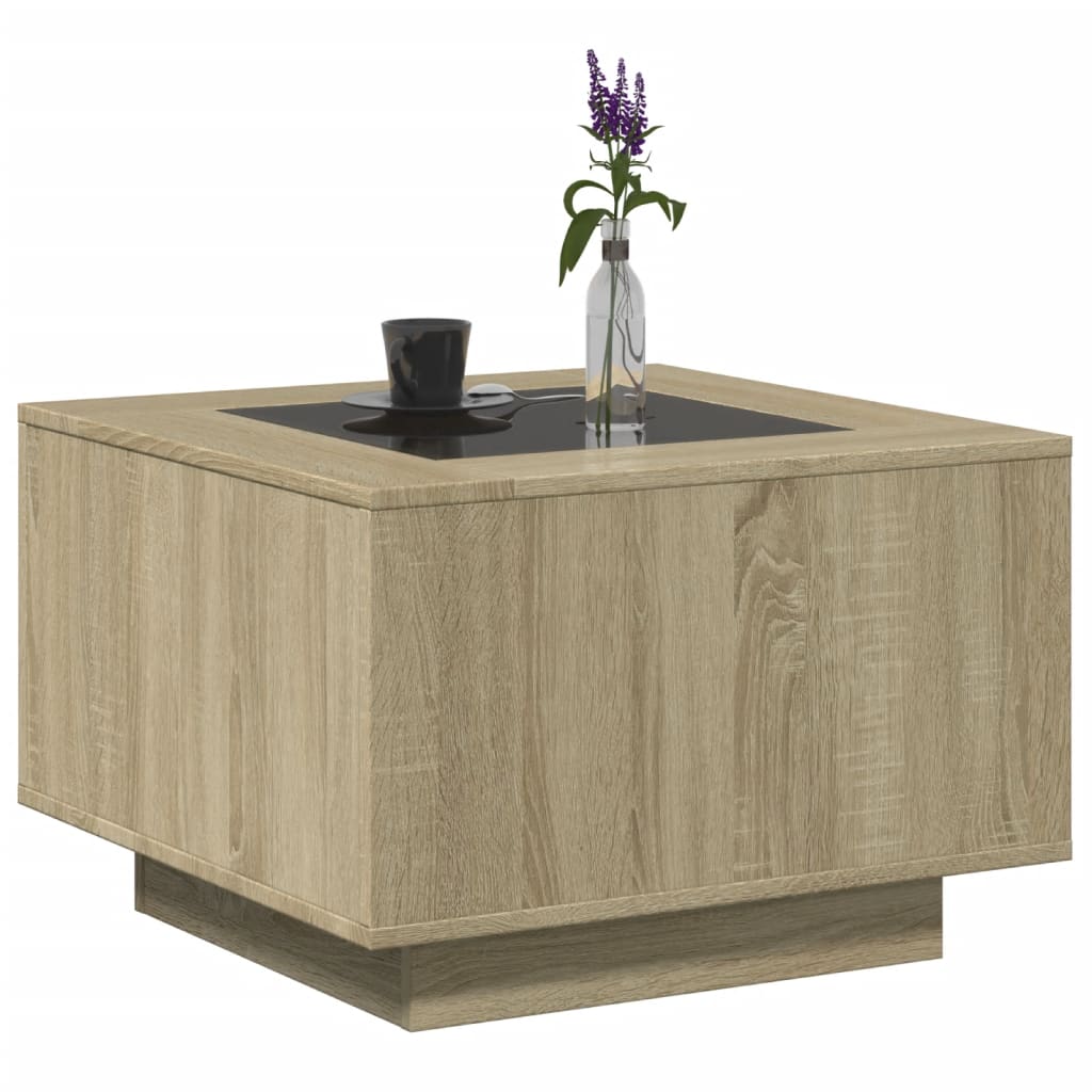 Tavolino Salotto con LED Rovere Sonoma 60x60x40 cm Multistrato | homemem39