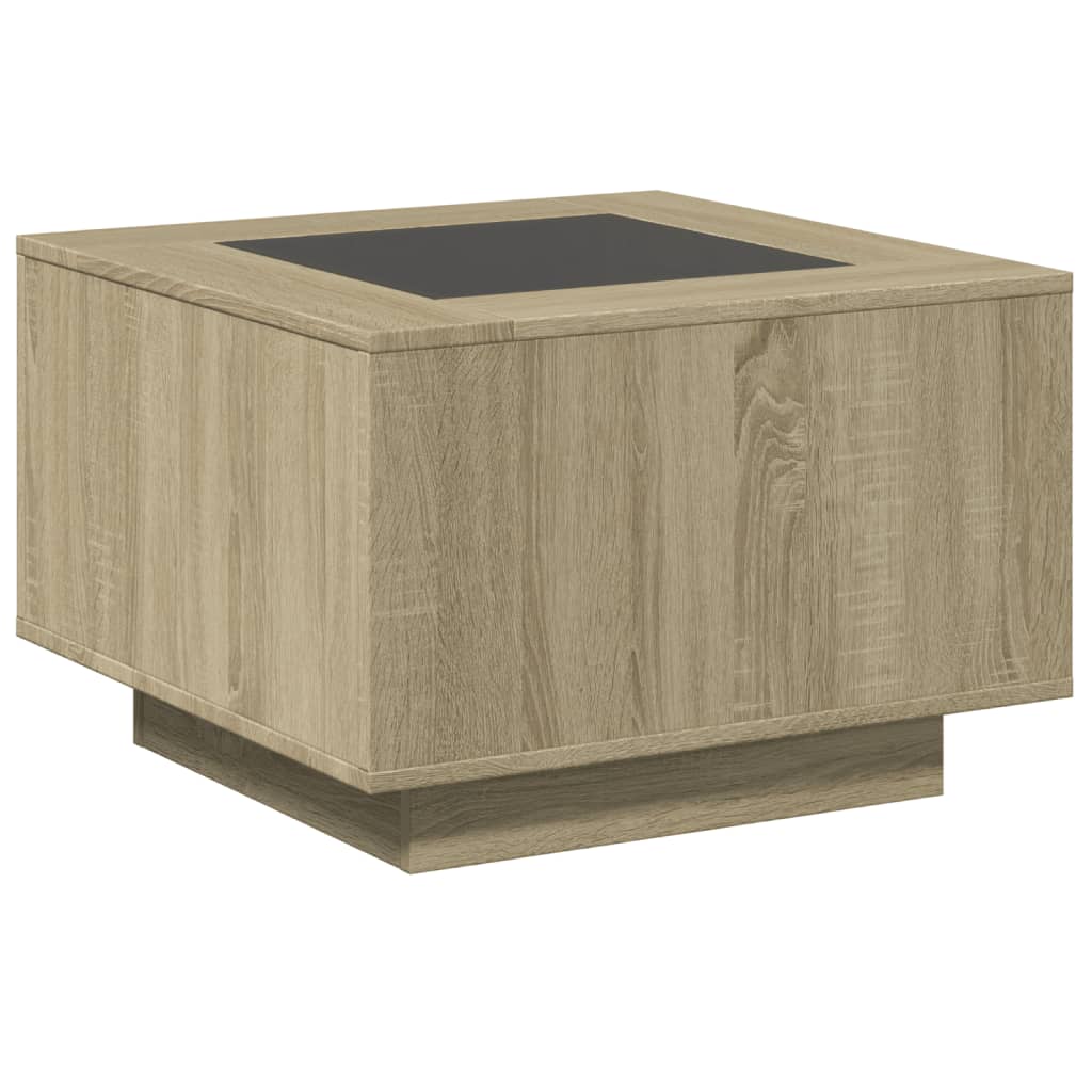 Tavolino Salotto con LED Rovere Sonoma 60x60x40 cm Multistrato | homemem39