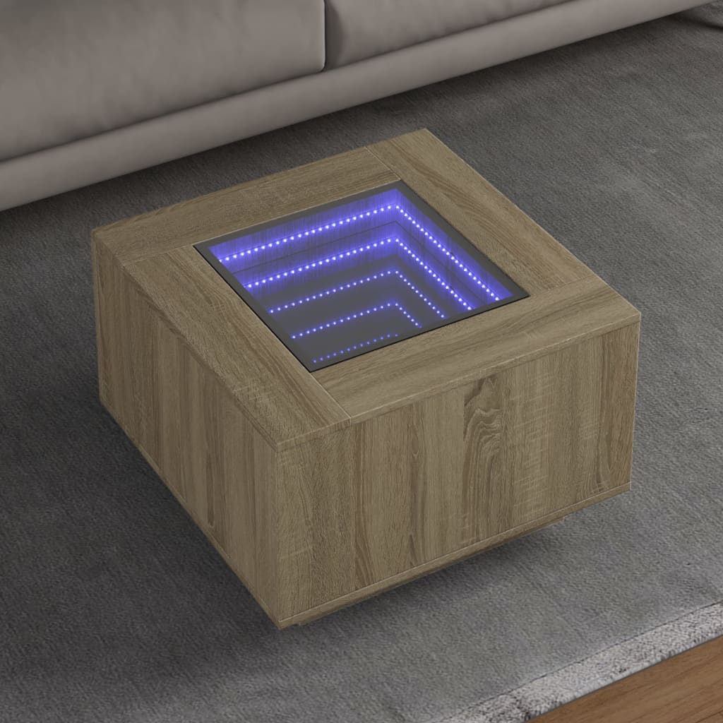 Tavolino Salotto con LED Rovere Sonoma 60x60x40 cm Multistrato | homemem39