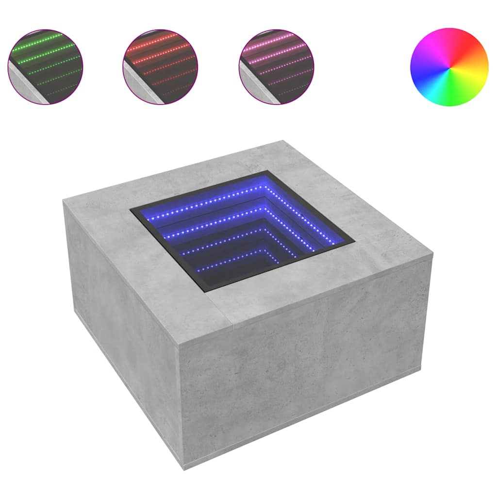 Tavolino Salotto con LED Grigio Cemento 60x60x40 cm Multistrato | homemem39