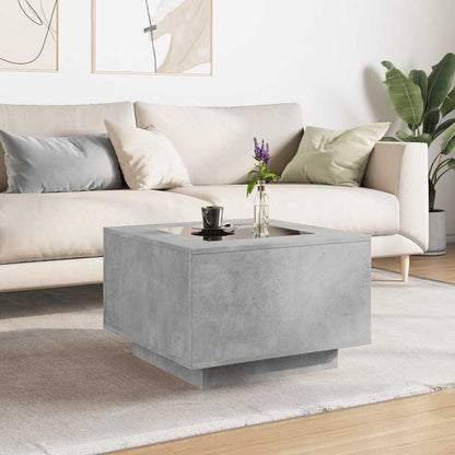 Tavolino Salotto con LED Grigio Cemento 60x60x40 cm Multistrato