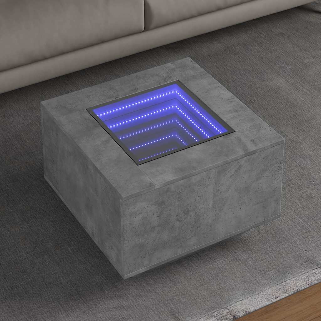 Tavolino Salotto con LED Grigio Cemento 60x60x40 cm Multistrato | homemem39