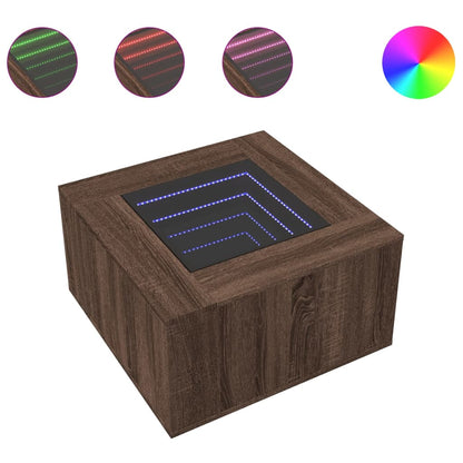 Tavolino Salotto con LED Rovere Marrone 60x60x40 cm Multistrato | homemem39