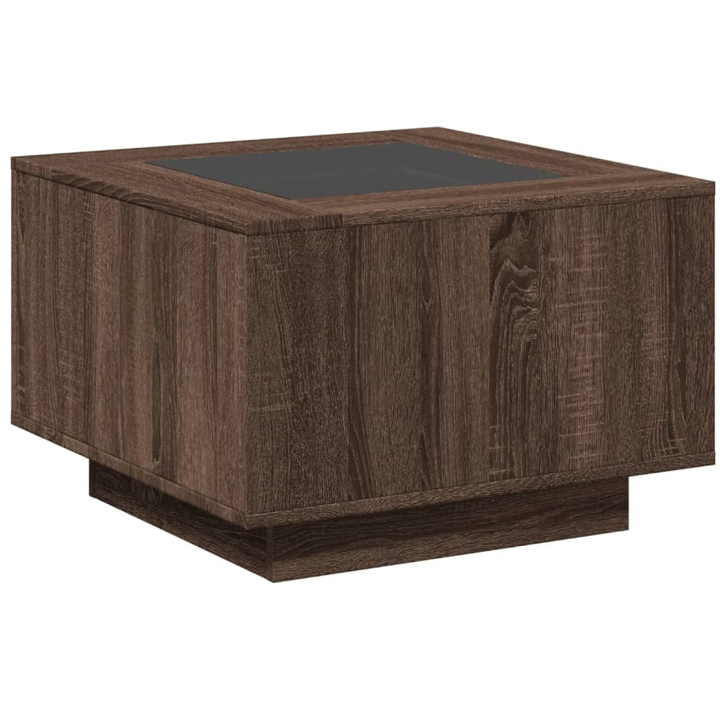 Tavolino Salotto con LED Rovere Marrone 60x60x40 cm Multistrato | homemem39