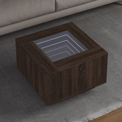 Tavolino Salotto con LED Rovere Marrone 60x60x40 cm Multistrato | homemem39