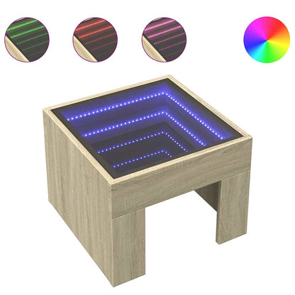 Tavolino da Salotto con LED Infinity Rovere Sonoma 40x40x30 cm
