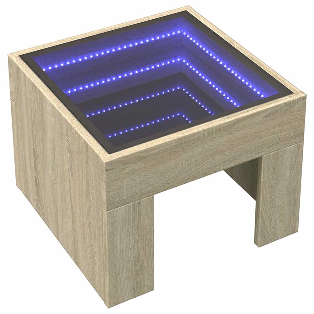 Tavolino da Salotto con LED Infinity Rovere Sonoma 40x40x30 cm | homemem39
