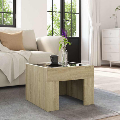 Tavolino da Salotto con LED Infinity Rovere Sonoma 40x40x30 cm