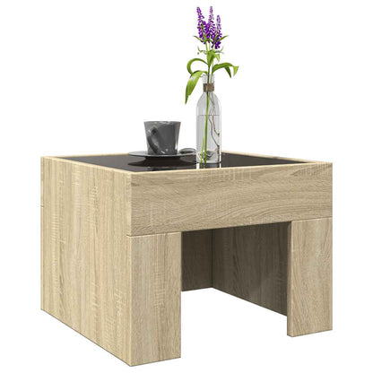 Tavolino da Salotto con LED Infinity Rovere Sonoma 40x40x30 cm