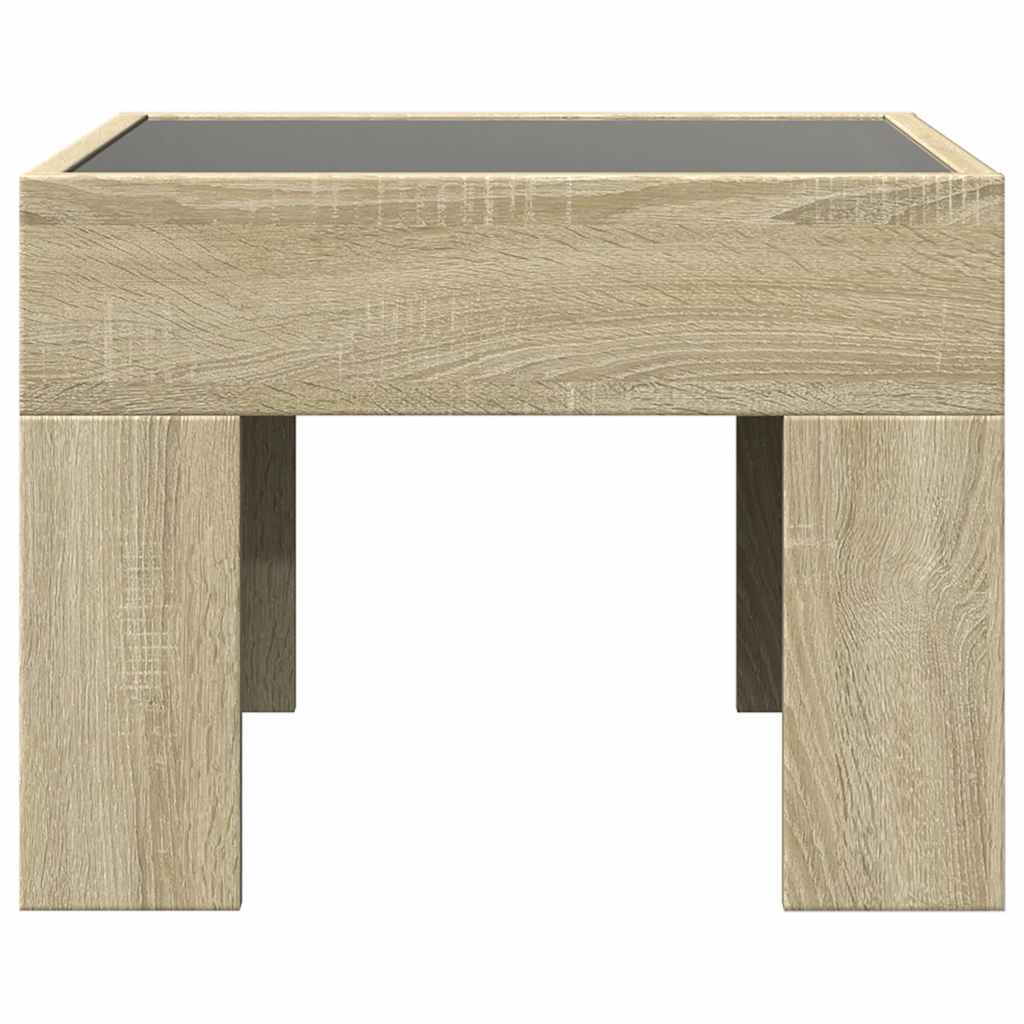 Tavolino da Salotto con LED Infinity Rovere Sonoma 40x40x30 cm