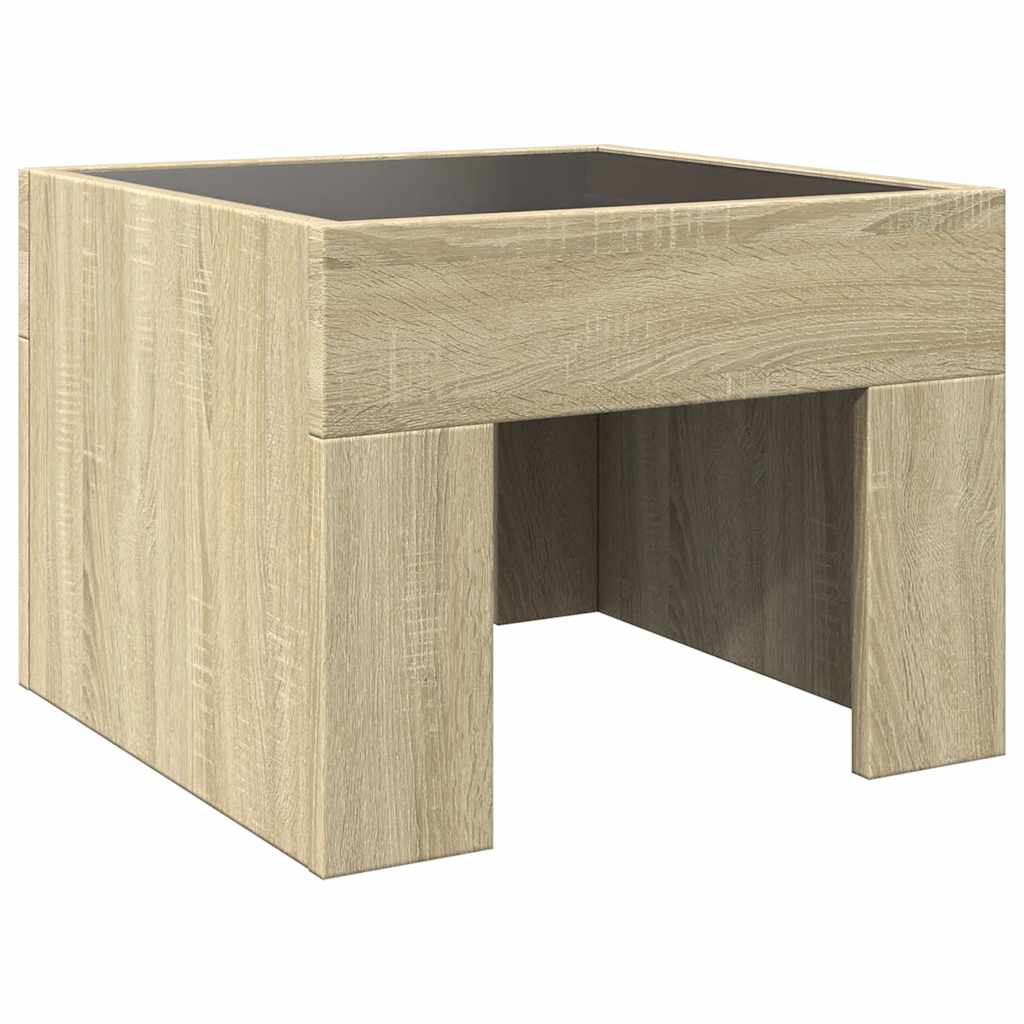 Tavolino da Salotto con LED Infinity Rovere Sonoma 40x40x30 cm
