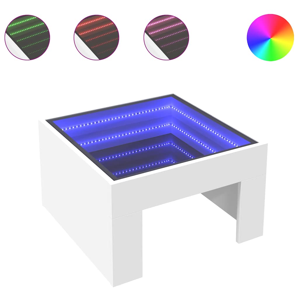 Tavolino da Salotto con LED Infinity Bianco 50x50x30 cm | homemem39