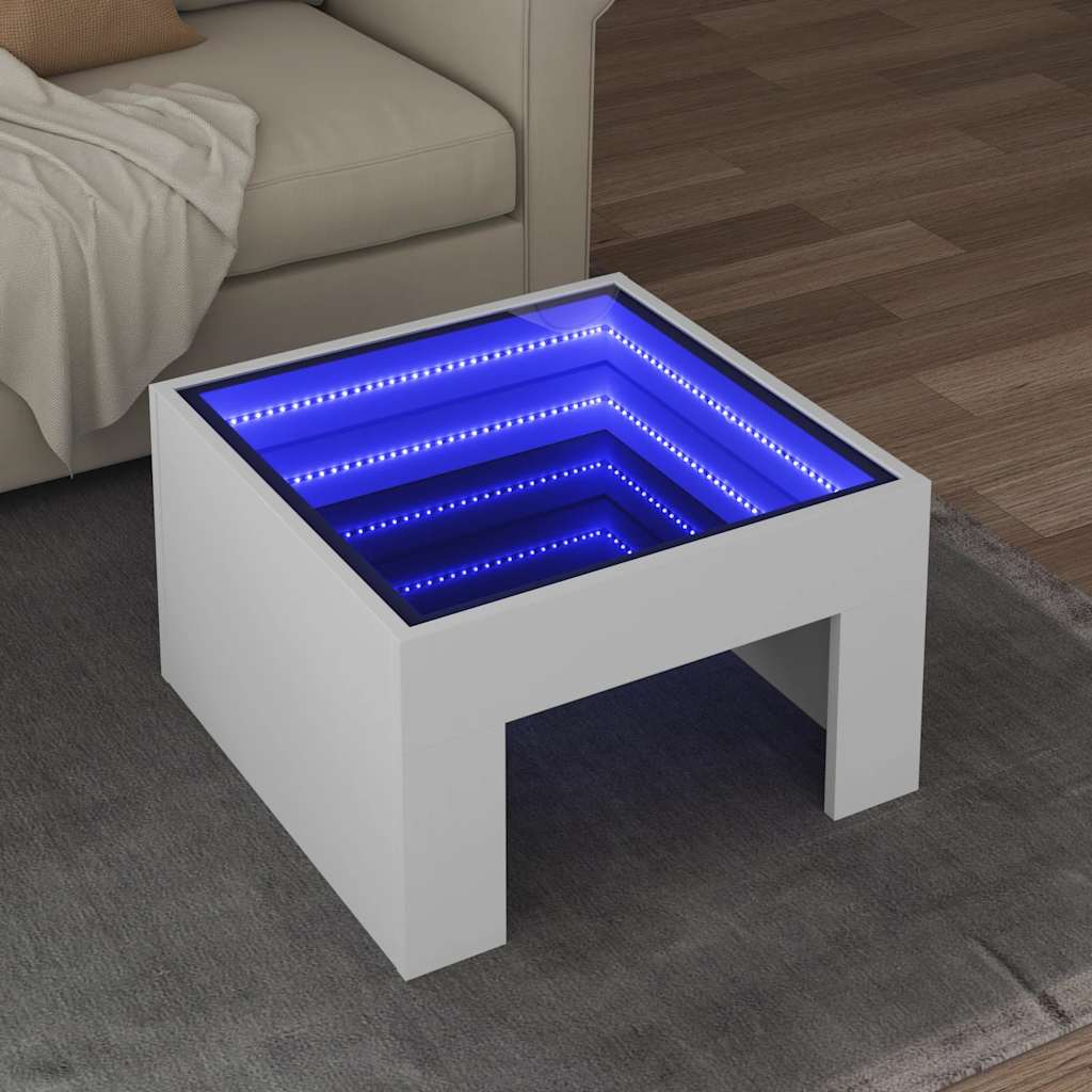 Tavolino da Salotto con LED Infinity Bianco 50x50x30 cm | homemem39