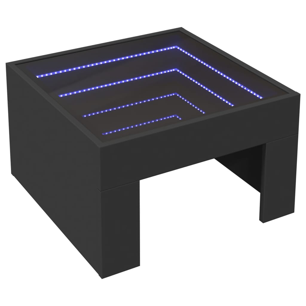 Tavolino da Salotto con LED Infinity Nero 50x50x30 cm | homemem39