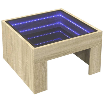 Tavolino da Salotto con LED Infinity Rovere Sonoma 50x50x30 cm | homemem39