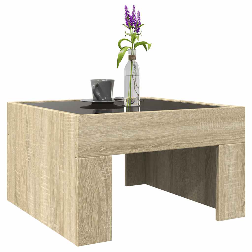 Tavolino da Salotto con LED Infinity Rovere Sonoma 50x50x30 cm