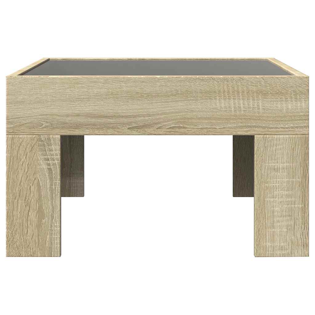 Tavolino da Salotto con LED Infinity Rovere Sonoma 50x50x30 cm