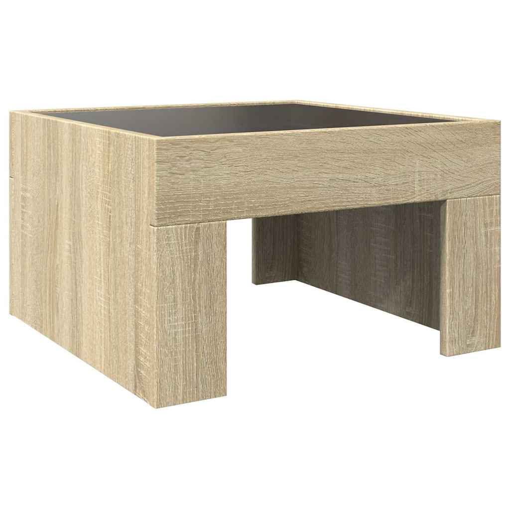Tavolino da Salotto con LED Infinity Rovere Sonoma 50x50x30 cm