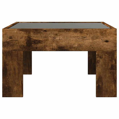 Tavolino da Salotto con LED Infinity Rovere Fumo 50x50x30 cm