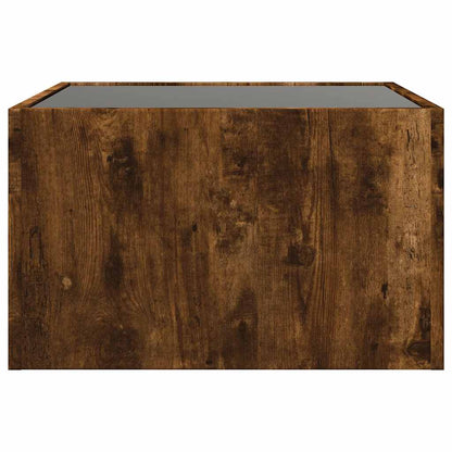 Tavolino da Salotto con LED Infinity Rovere Fumo 50x50x30 cm